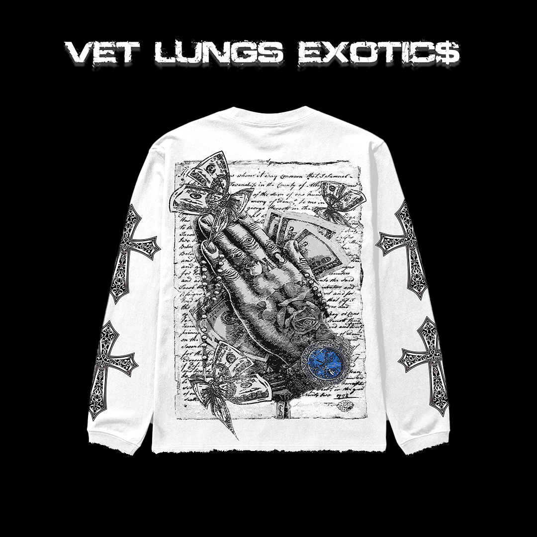 HOLY VET$ WHITE LONG SLEEVE SHIRT