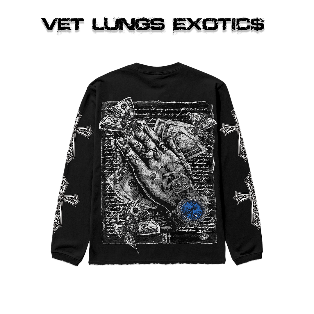 HOLY VET$ BLACK LONG SLEEVE SHIRT